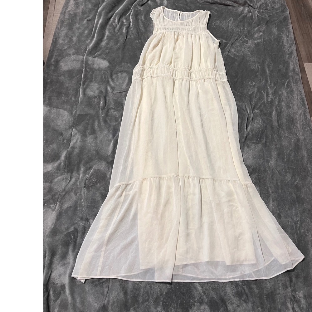 A New Day Cream/ Ivory Sleeveless Smocked Tiered Maxi Dress Large